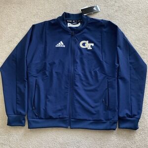 NWT Georgia Tech x Adidas Team Issue Woven Jacket Full Zip Womens Sz MT‎ Blue